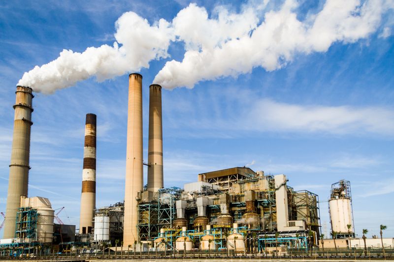 Petrochemical plant processing towers and pipework infrastructure